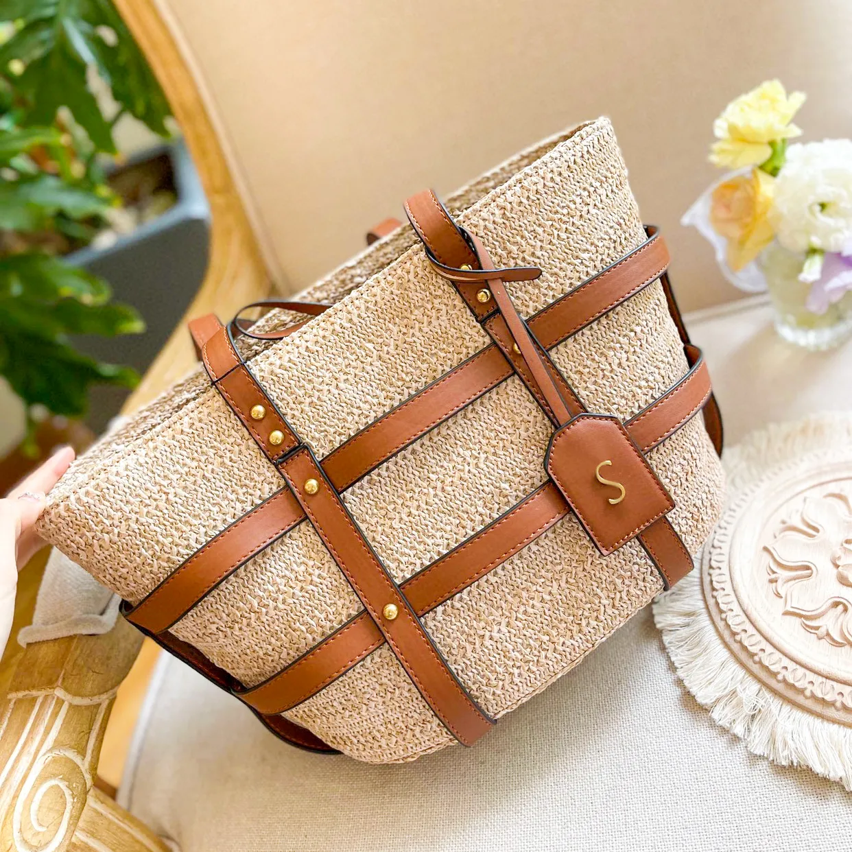 Fashion Weave Luxe Rive Totes Raffia Gauche Designer Tassen Pochette Winkel Dames Trunk Heren Weekend Schoudertassen Clutch Stro Cross Body Reismand Strandhandtas