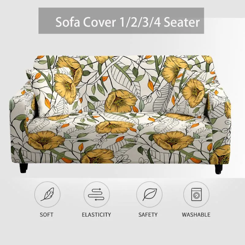 Pokrywa krzesełka Sofa pokrycia kwiatowa Kształt przeciw dustie w kształcie rogu Elastyczne siedzenie zwierząt Longue Slipcover 1pc