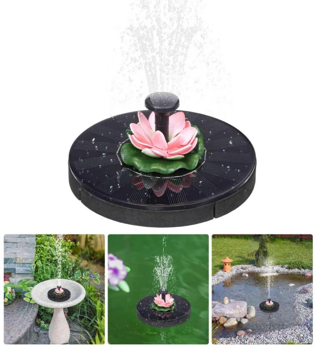 Solar Fountain Round Water Source Home Water Fountains Decoration Garden Pond Swimming Pool Bird Bath Waterfall Y11239432830