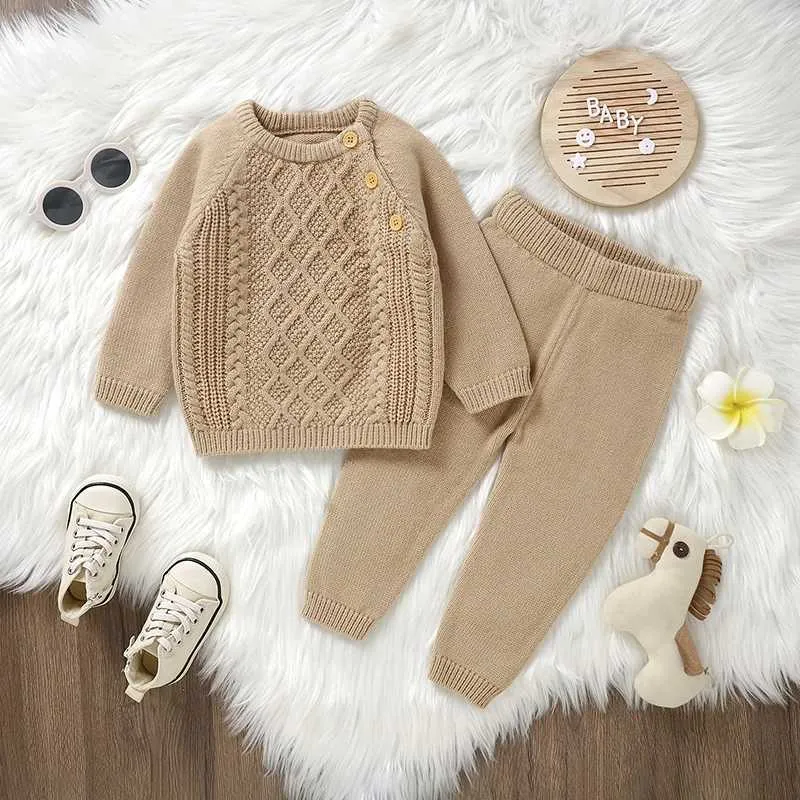 Cozy Knit Baby Clothes Set Autumn Newborn Outfit, Soft Infant