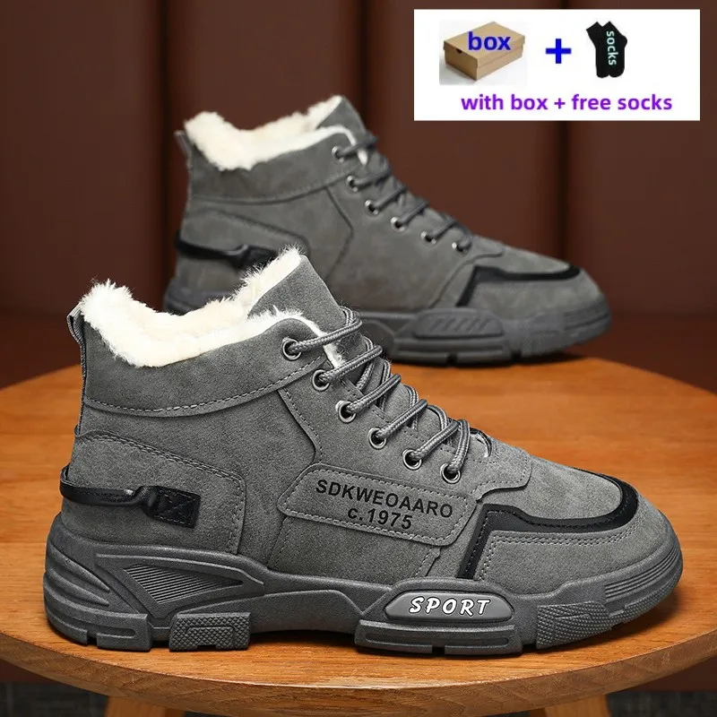 Snow Boots Designer Winter Mens Fuzz Boozies Sneakers المشي لمسافات طويلة فراء أحذية الرجال المقاومة للارتداء في الكاحل نصف الحذاء في الهواء الطلق Man Sport Shoes Z001 9855