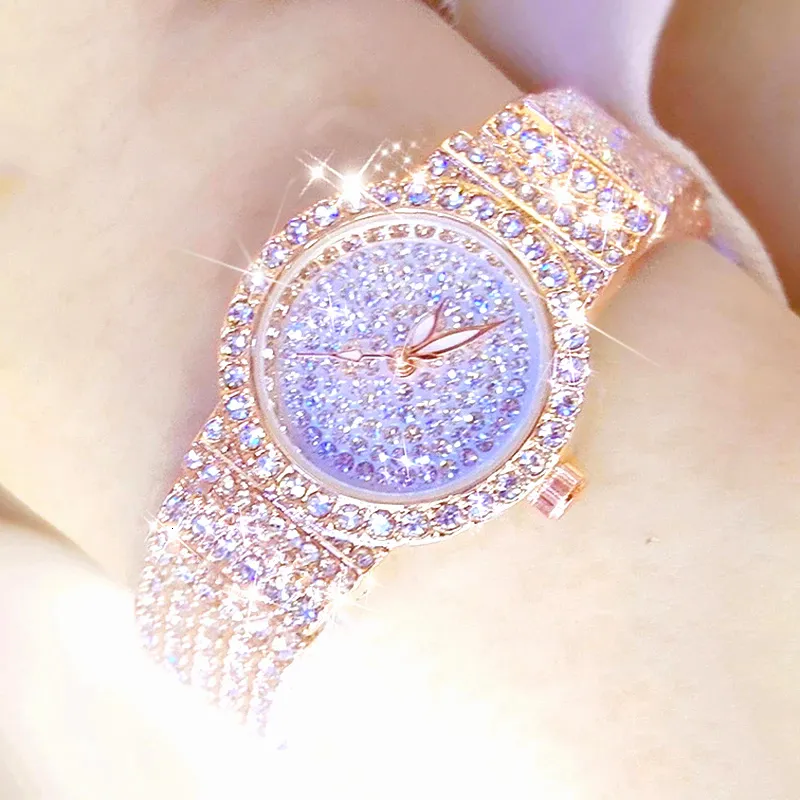 Montres pour femmes de haute qualité mouvement japonais luxe plein diamant pour les femmes or rose montre-bracelet étanche robe dames montre 230426