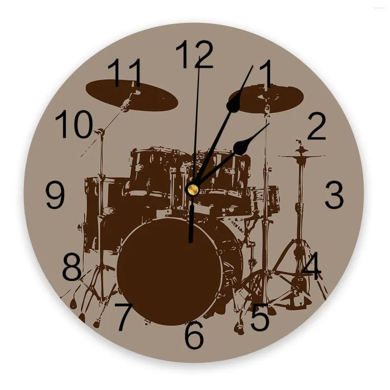 Horloges murales tambour musique horloge Design moderne salon décoration cuisine silencieux décor à la maison