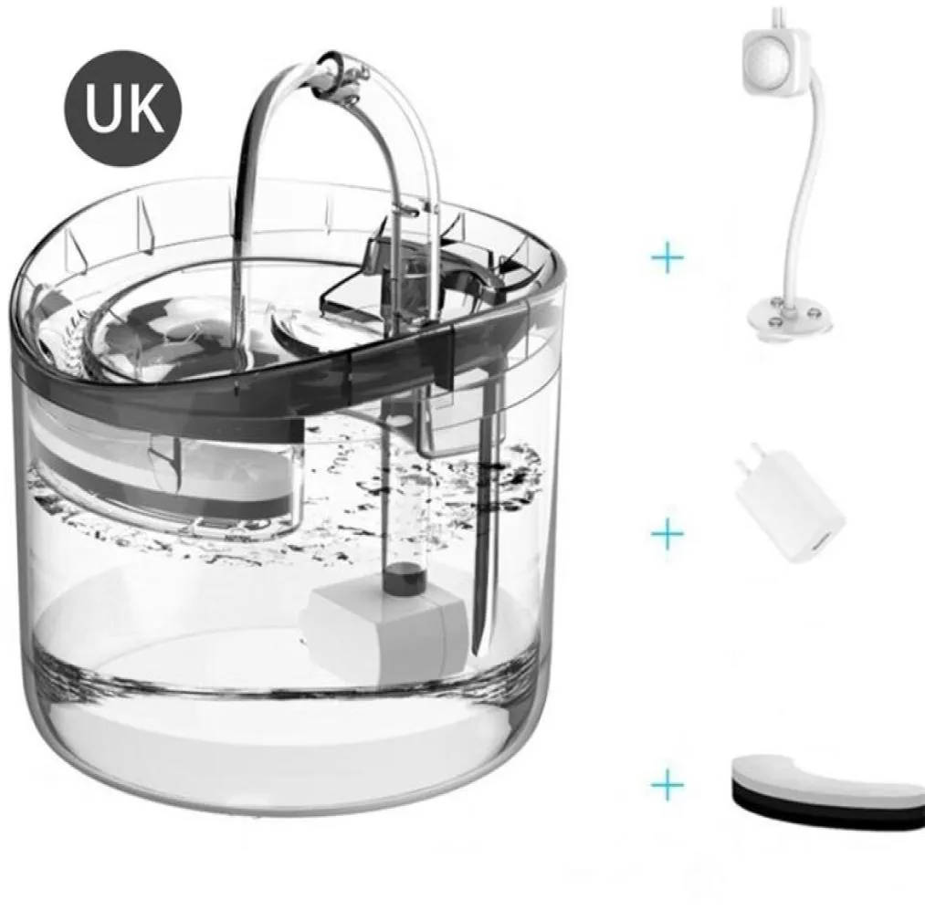 Distributeur d'eau pour animaux de compagnie 18L avec robinet filtre Transparent fontaine à boire automatique silencieuse pour chats chiens Kit de capteur 2203231623474