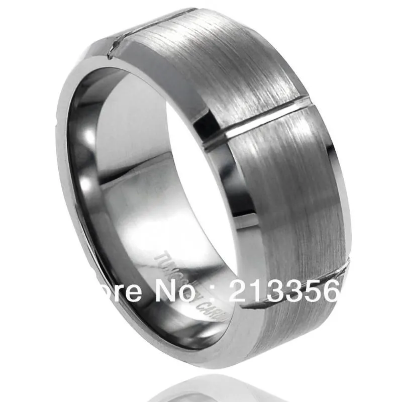 Wedding Rings Buy Price Discount Jewel USA Selling 8MM Men&Womens Six Faced Grooved Brushed Tungsten
