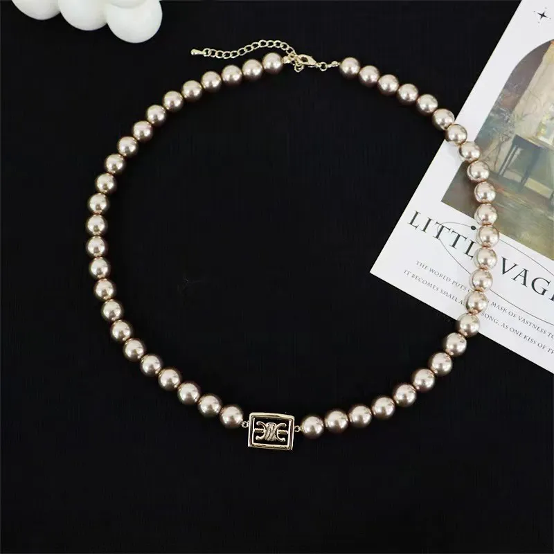 Collier de perles de luxe bijoux de créateur diamant de mariage plaqué or 18 carats lettres pendentifs colliers pour femmes avec diamant Pendan