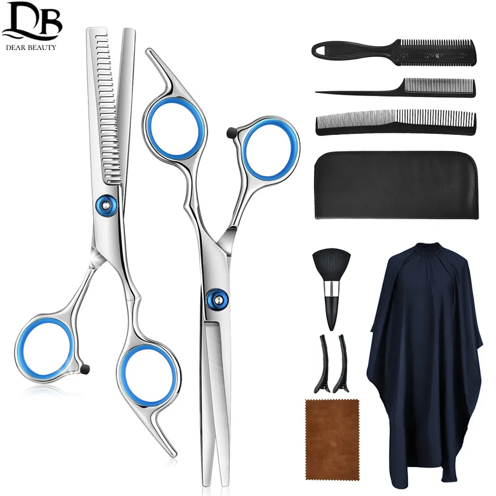 Forbici per capelli Kit forbici per parrucchieri professionali Forbici per barbiere in acciaio inossidabile Pettine per coda Mantello per capelli Pettine per taglio di capelli Strumento per lo styling 230426