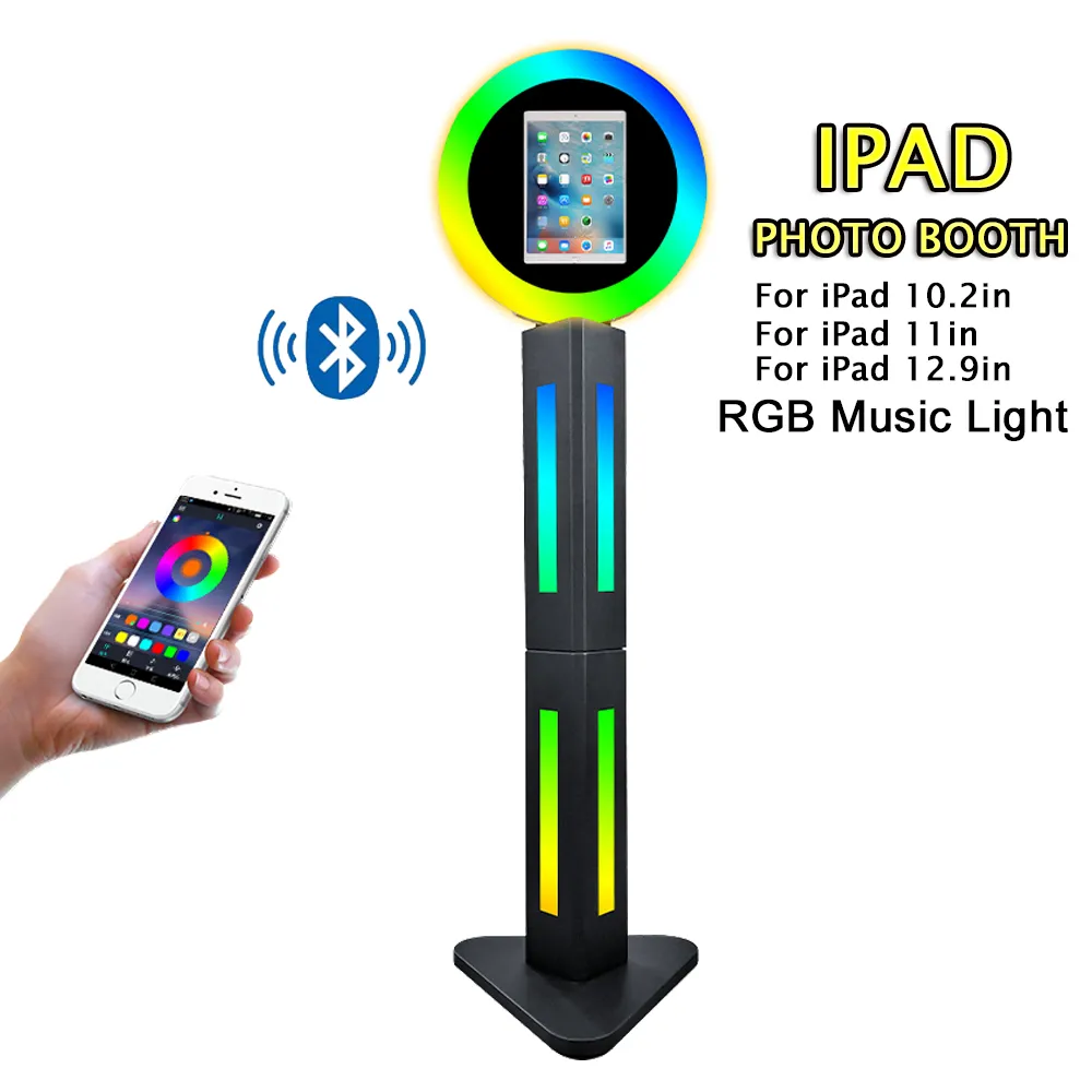 Für iPad Tragbare Photo Booth 10,2''/11"/12,9" Ring Licht Musik Sync RGB Licht Box App Steuerung 180 ° 3 in 1 Selfie PhotoBooth Maschine Für iPad