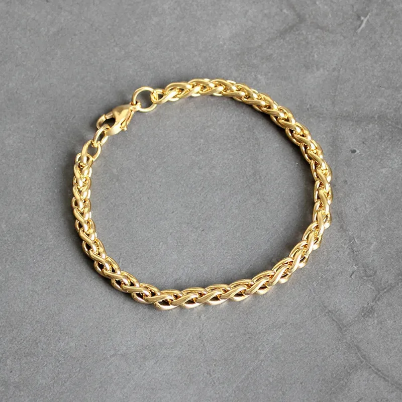 Chaîne en acier inoxydable plaqué or, bracelet à quille, bijoux à la mode pour femmes et hommes, cadeau de fête d'anniversaire de mariage, 456MM, 231124