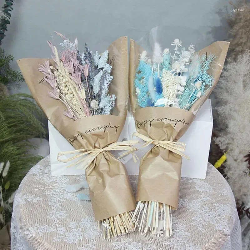 Mini Bouquet de fleurs séchées décoratives 25-30cm, boîte-cadeau, petit mariage, anniversaire, saint-valentin, décoration de maison naturelle