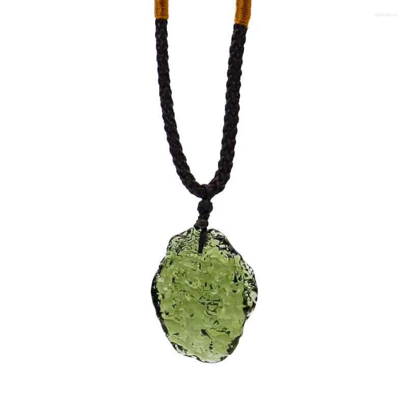 Pendant Necklaces Healing Meteorite Necklace Pendan Glass Crystal Raw Green Charm Moldavite Jewelry Natural Art Power Chakra Enhancement