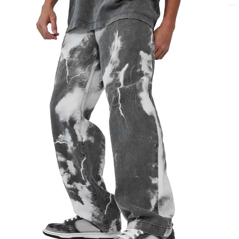 Jeans masculinos 55# Retro Homme Men solto de rua de rua direto calças de jea