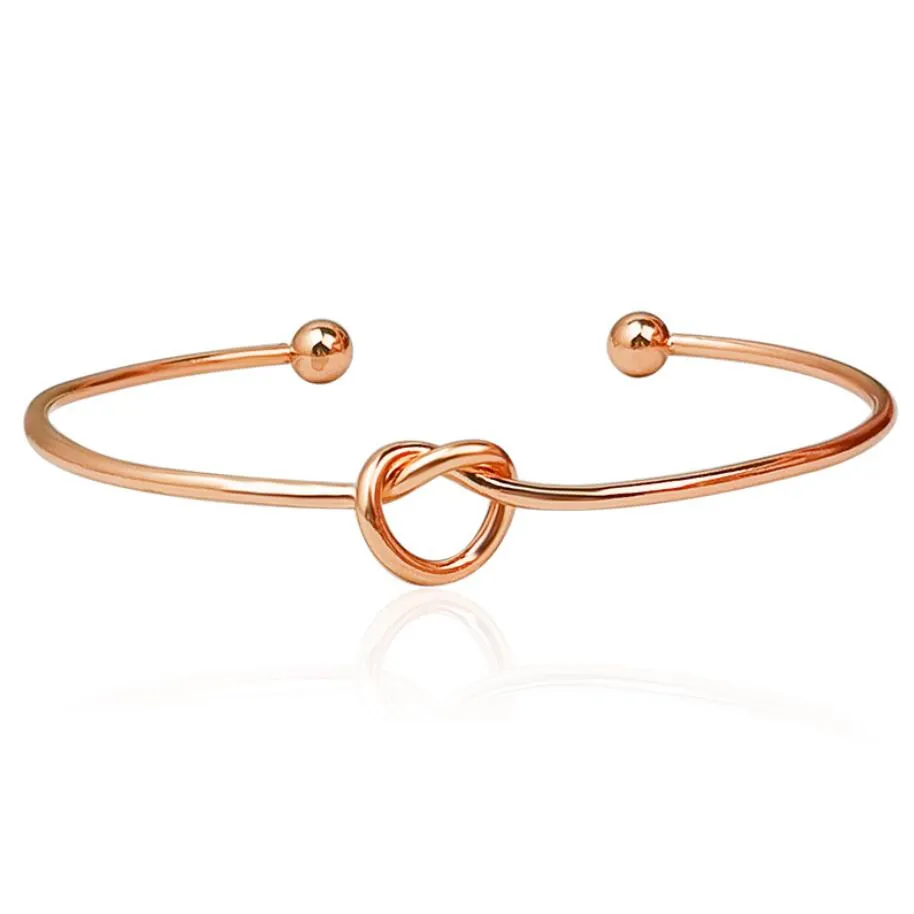 Trendy Simple Creativity Open Knotted Cuff Bracelet For Charm Woman Elegant Rose Gold Color Delicacy Jewelry Gifts