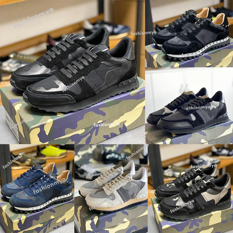 Designer Sneaker Hommes Chaussures Femmes Stud Chaussure Camouflage Sneaker Mesh Camo Platform Trainer Suede Baskets En Cuir Jogging Marche