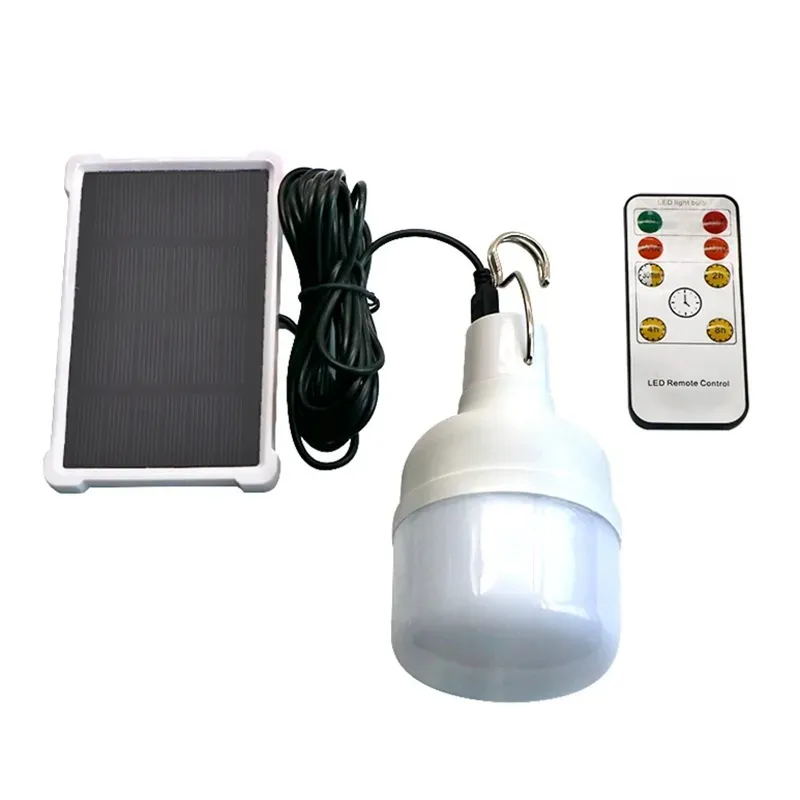 Lampe solaire LED Portable 20W, Rechargeable, ampoule d'urgence extérieure pour randonnée et Camping