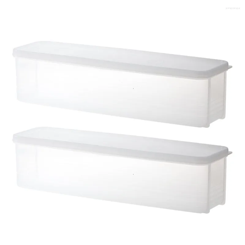 Storage Bottles 2pcs Fridge Bin Kitchen Spaghetti Containers Rectangular Pasta Airtight