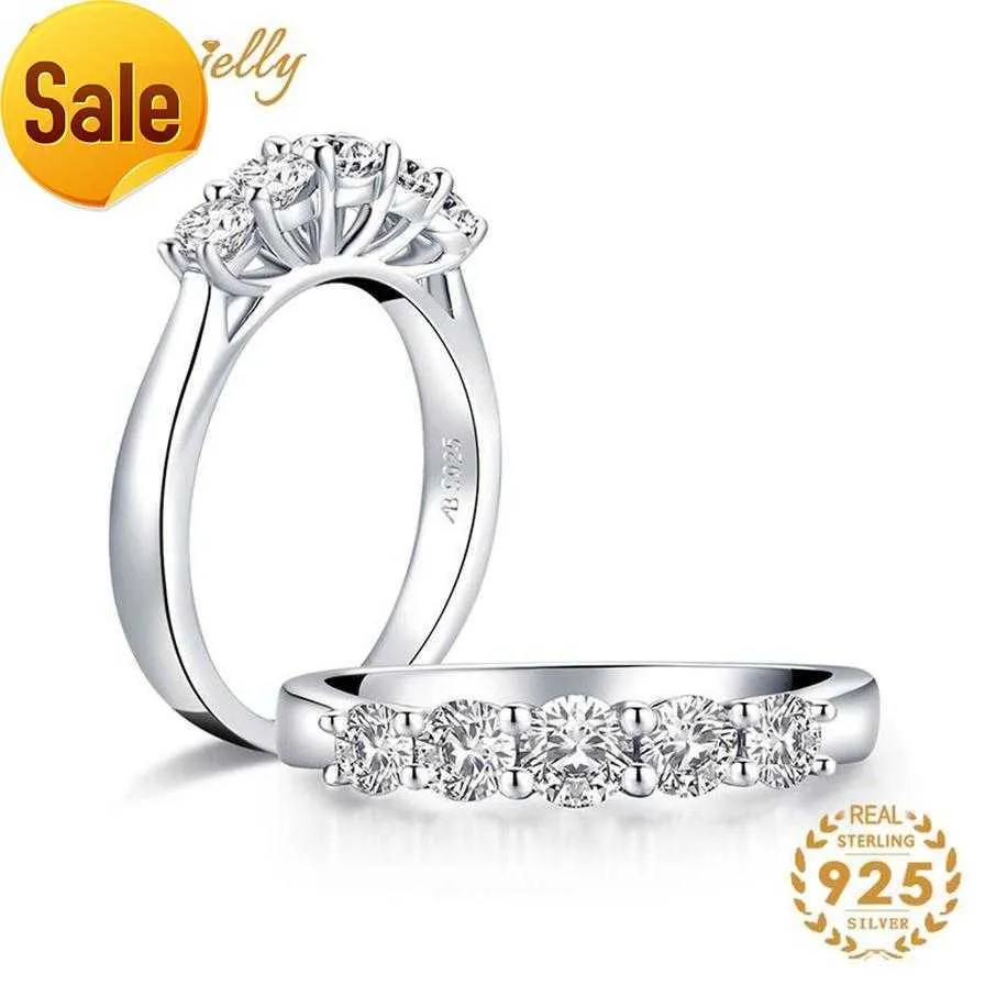 Küme halkaları joycejelly trendy 925 katı gümüş kadınlar düğün mücevher için yüzme 5 yuvarlak yaratılmış moissanite güzel parti hediyeleri whole230x moissanit takılar