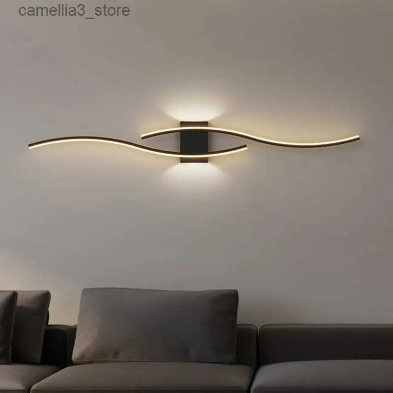Lâmpadas de parede Simplicidade Minimalista Tira Lâmpada de Parede LED ModernBackground Luz Decorativa Para Sala de Estar Quarto Casa Luminária Q231127