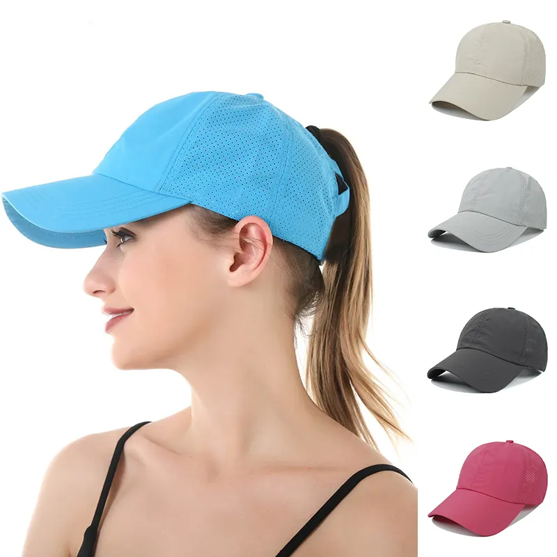 Summer Ponytail Ball Caps Women Pony Hat Outdoor Betorable Solid Mesh Cap Trucker Mesh Hats Casquette Female