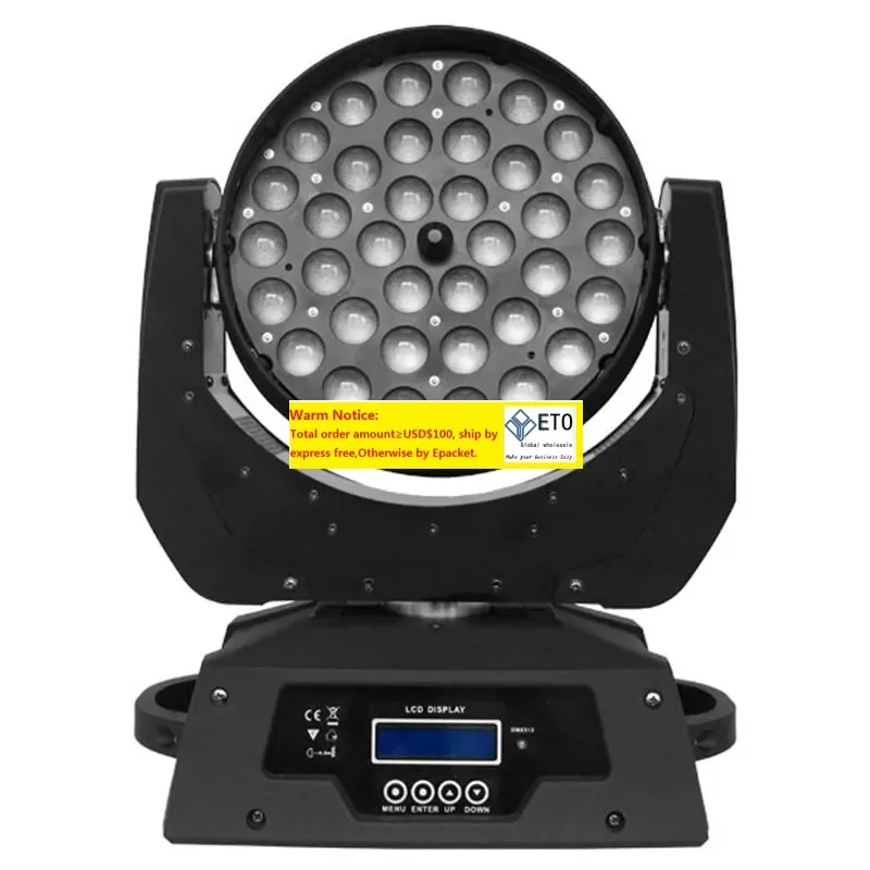Högkvalitativ scenbelysning 36x10w 4in1 Zoom DMX RGBW LED WASH MOVER LJUS