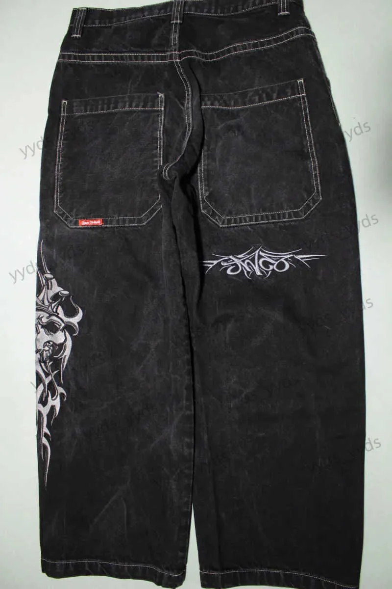 Jeans da uomo Jeans americani vintage con ricamo gotico Uomo Y2K New Street Hip Hop Trend Jeans larghi Coppia Harajuku Joker Jeans slouchy Donna T231127
