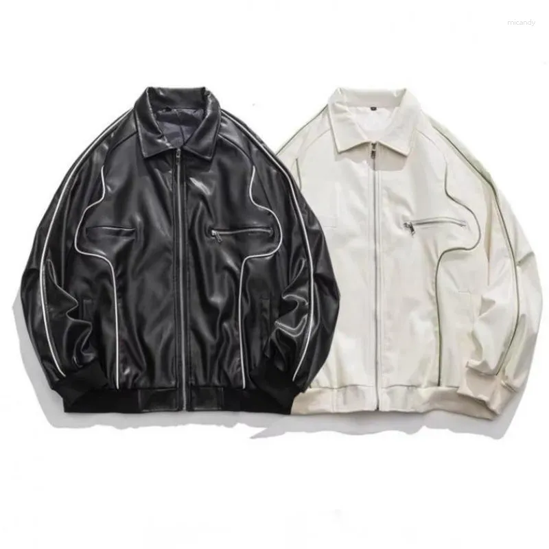 Women's Jackets Autumn Y2k PU Leather Jacket Women Fashion Vintage Zipper Streetwear Motorcycle Korea Outerwear Coat Couple Oversize Uniform