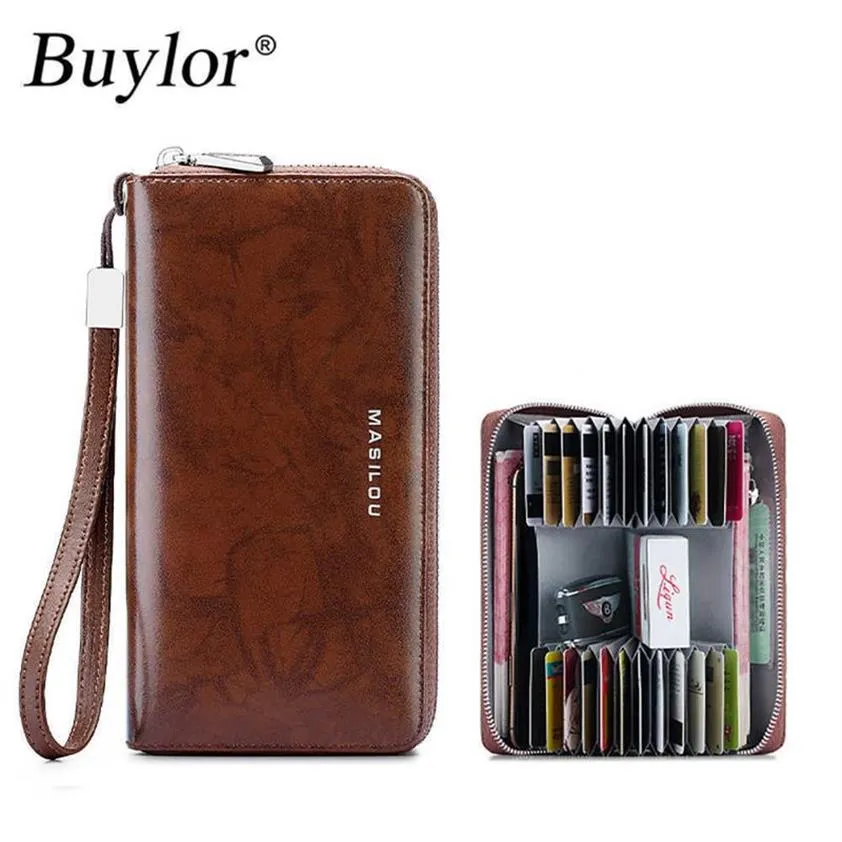 Wallet Buylor Echtes Leder Frauen RFID-Blockierkartenhalter Männer Frauen Mode Long Reißverschluss Multifunktion Ladies Geldbörse 2210302545