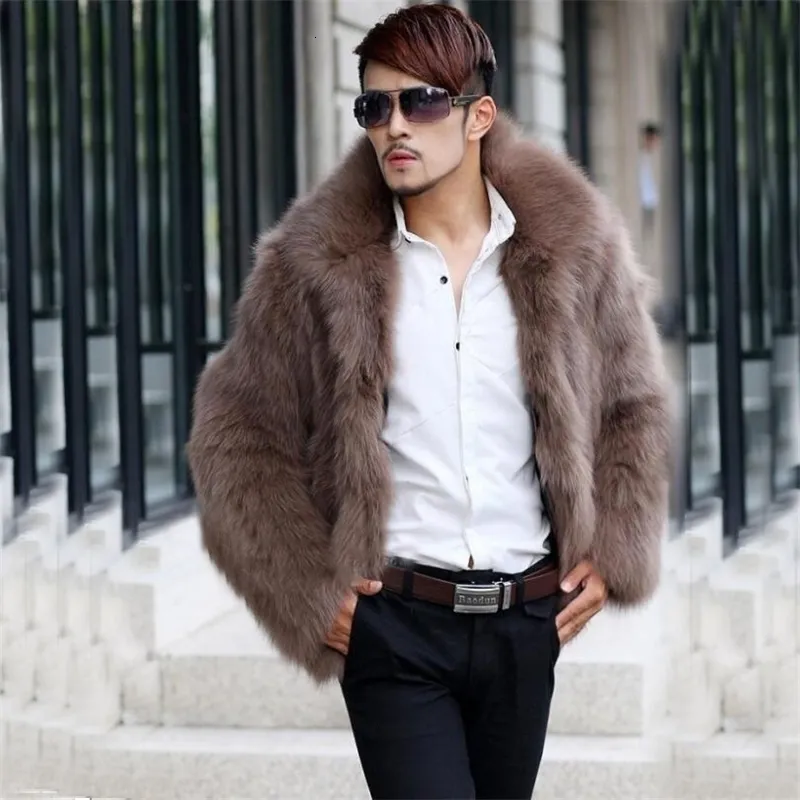 DHgate Mens Winter Fox Fur Coat Solid Color Fashion Casual Warm Fur Coats Plus Size 231118 Apparel