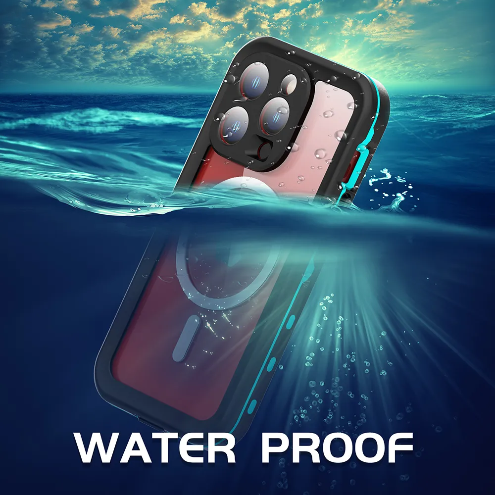Waterproof IPhone 15 Pro Case With 6H PET Screen And Magsafe Back Cover