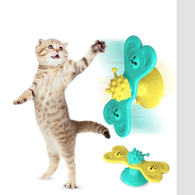 Toys Windmill Cat Toy Interactive Toys For Dog Rubbing Hair Brush Grooming Massage Suction Cup Catnip Cats Puzzle Training