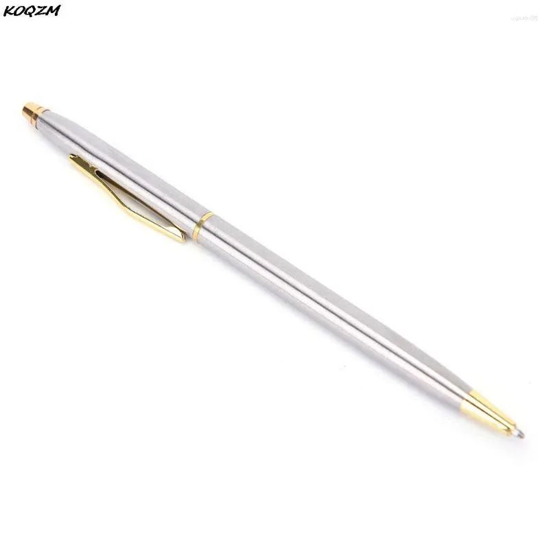 1 pièces stylo à bille tige en acier inoxydable rotatif métal stylo à bille papeterie stylo à bille 0.7mm encre bleue bureau fournitures scolaires