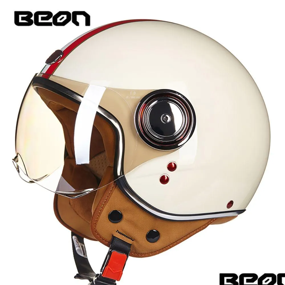 Мотоциклетные шлемы Шлем Chopper 3 4 с открытым лицом Vintage Moto Casque Casco Capacete Мужчины Женщины Скутер Мотоцикл Прямая доставка Автомобиль Otbv1