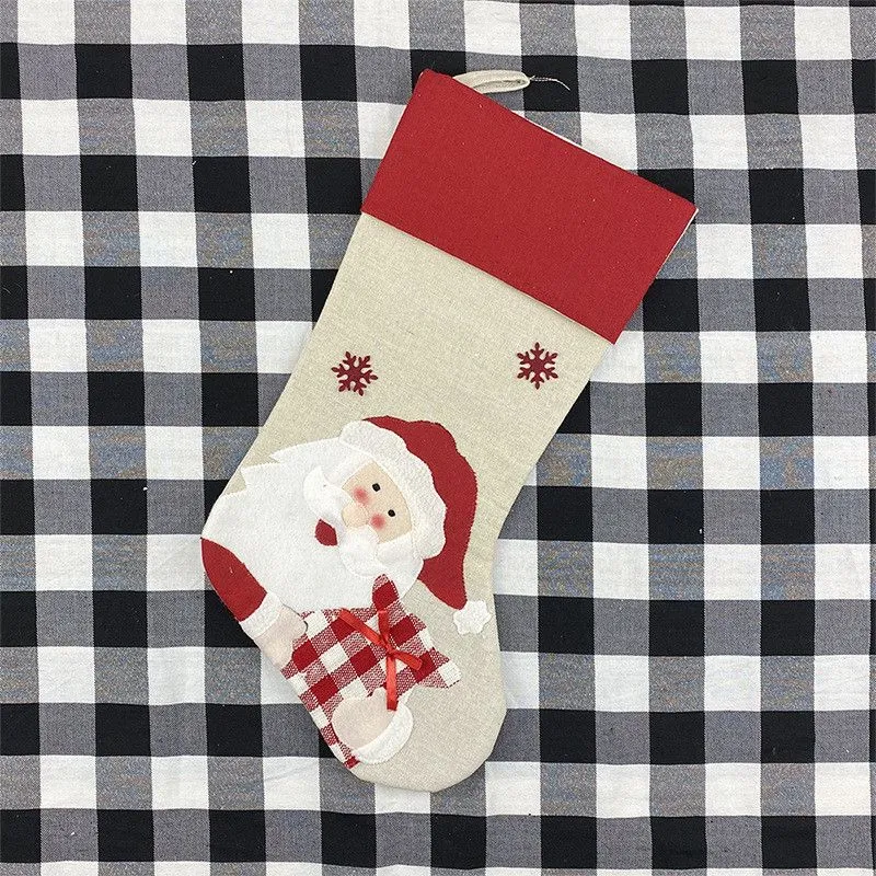 Christmas Ornaments Stockings Socks with Santa Claus Christmas Lovely Bag For Children Candy Gift Bag Fireplace Xmas Tree Decoration