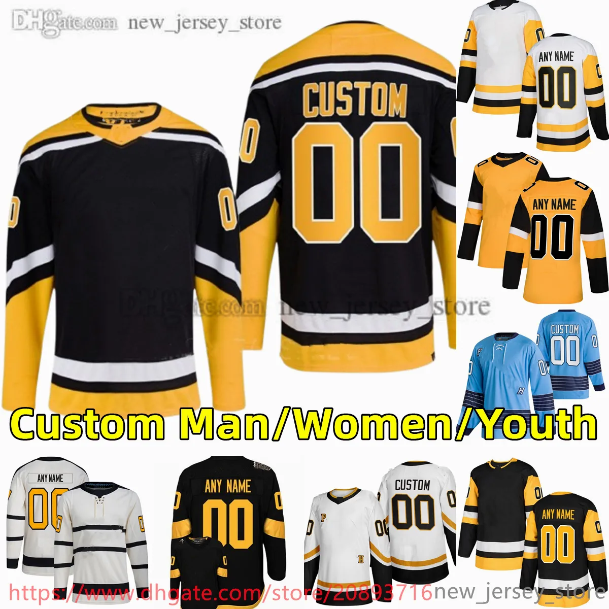 personalizzato S-6XL Movie College Hockey Indossa Jersey Ricamo 58 KrisLetang 71 EvgeniMalkin 77 JeffCarter 16 JasonZucker 35 TristanJarry 87 SidneyCrosby Maglie