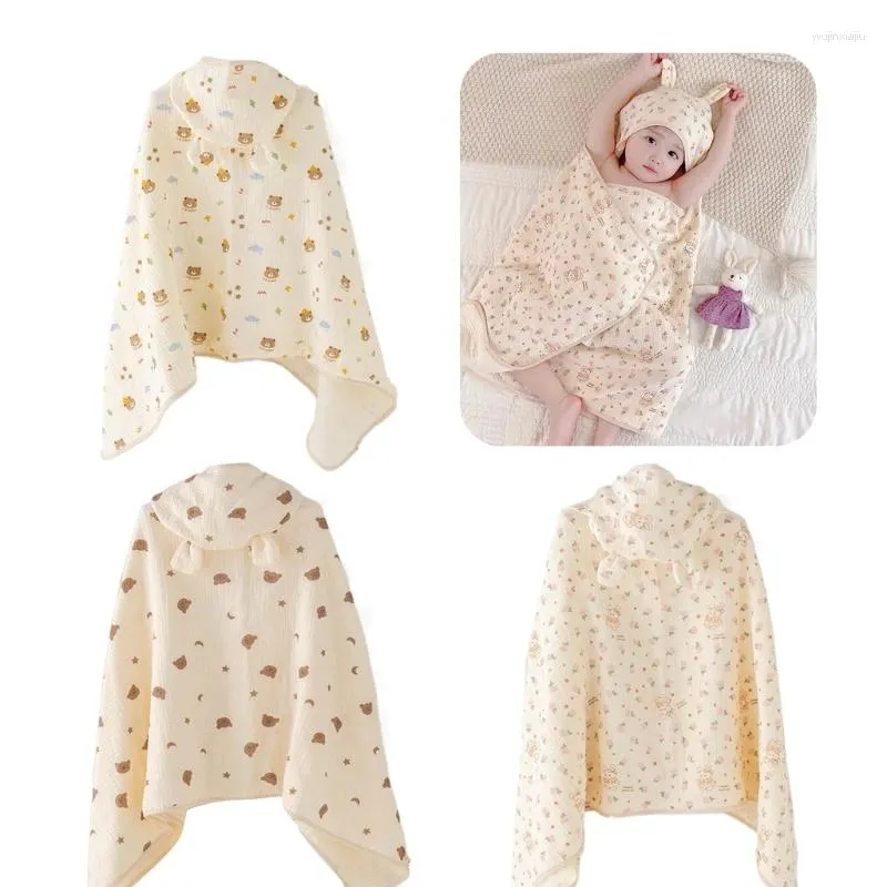 Koce bawełniane szlafroki z kapturem ręcznik z kapturem wielofunkcyjny Blanekt dla 0-2 lat Borns and Toddlers QX2D