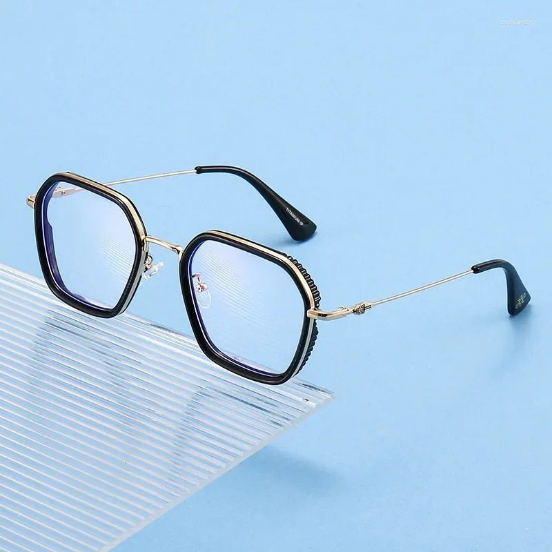 Óculos de sol moda influenciador masculino de alta qualidade tr90 anti-azul luz espelho tendência altura número míope olho quadro feminino
