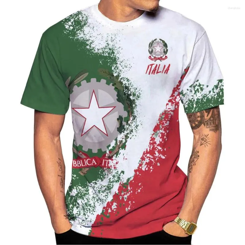 T-shirt da uomo T-shirt bandiera italiana Emblema nazionale italiano Stampa 3D Streetwear Uomo Donna Camicia a maniche corte oversize T-shirt per bambini Top