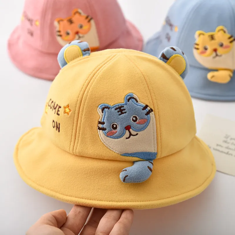 Caps Hüte Sommer Baby Sonnenhüte Weiche Jungen Mädchen Niedlichen Cartoon Tiger Kleinkind Mütze Kinder Im Freien Sonnencreme Notwendiges Zubehör 0-3Y 230427