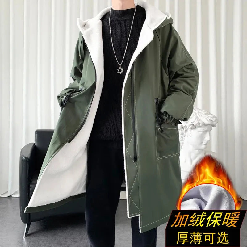 Men's Trench Coats Winter Coat Men Hooded Thick High Quality Trench Coat Men fashion Windbreakers Casual Jackets Hip Hop Streetwear Coat S-3XL 231127