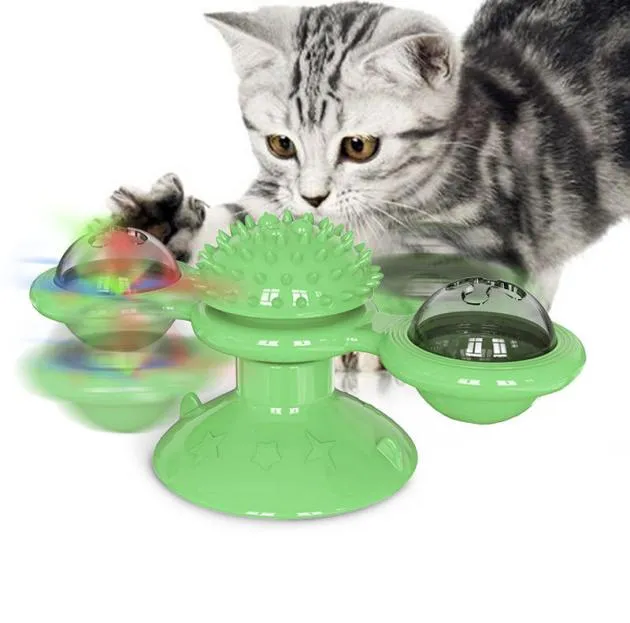 Brinquedos para animais de estimação gato quebra-cabeça girando moinho de vento brinquedo plataforma giratória provocando cócegas gatos escovas de cabelo jogar jogo suprimentos para animais de estimação acessório3819987