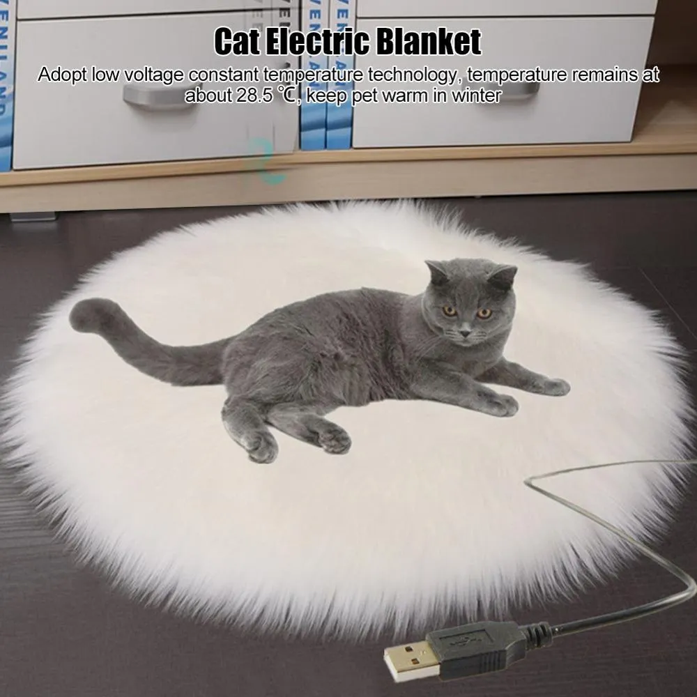 Esteras para mascotas pequeñas, almohadilla calefactora de felpa para Gato, manta eléctrica, temperatura constante, impermeable, antiarrastre, alfombra calefactora cálida para invierno