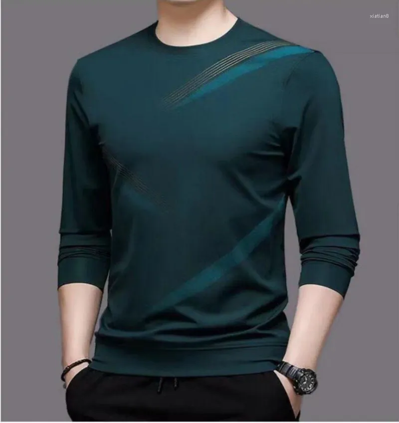 Men's T Shirts Streetwear Fashion Men Long Sleeve T-shirt Spring Autumn Basic Business Male Clothes Jersey Korean Bottoming Loose Casual