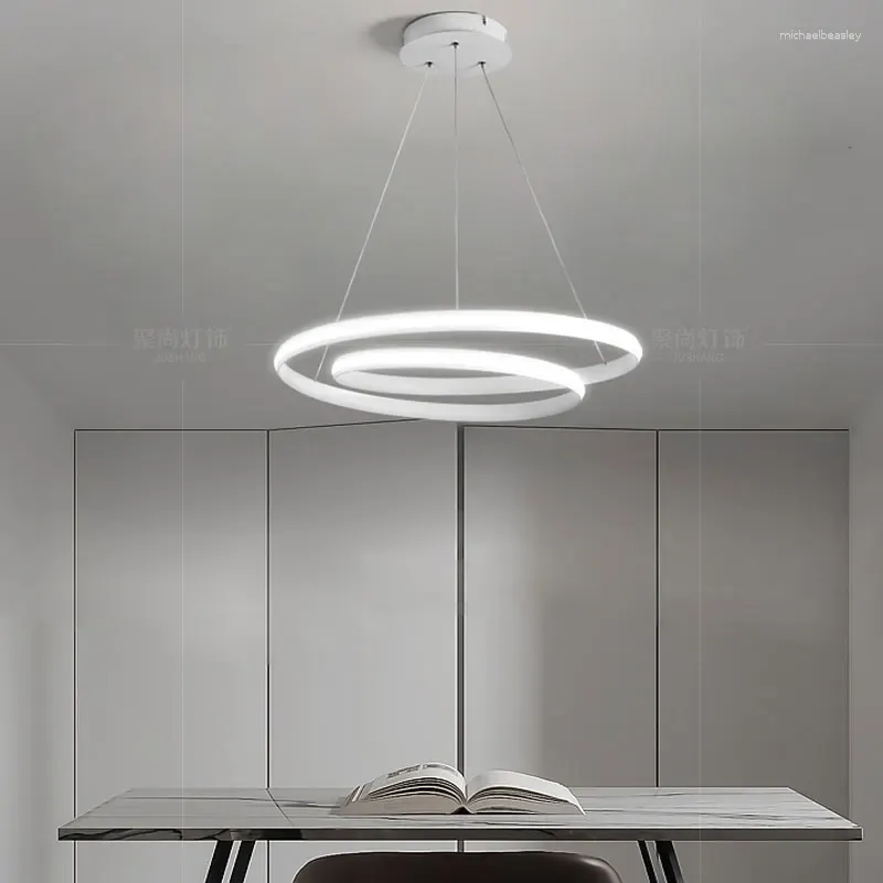 Kroonluchters Moderne LED Voor Lliving Eetkamer Keuken Minimalisme Lamp Ronde Witte Hanglampen Armaturen Huis Binnenverlichting