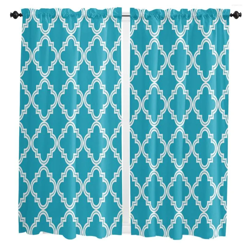 Vorhang Blau Marokkanische Geometrische Karos Fenstervorhänge Für Wohnzimmer Das Schlafzimmer Home Interior Dekoration Vorhänge Küche