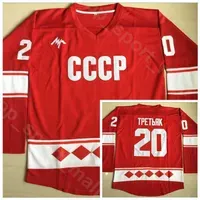 Men Vintage 1980 CCCP Russia 20 Vladislav Tretiak Jerseys Red Home Ice Hockey 24 Sergei Makarov Jersey Breathable Top Quality On Sale