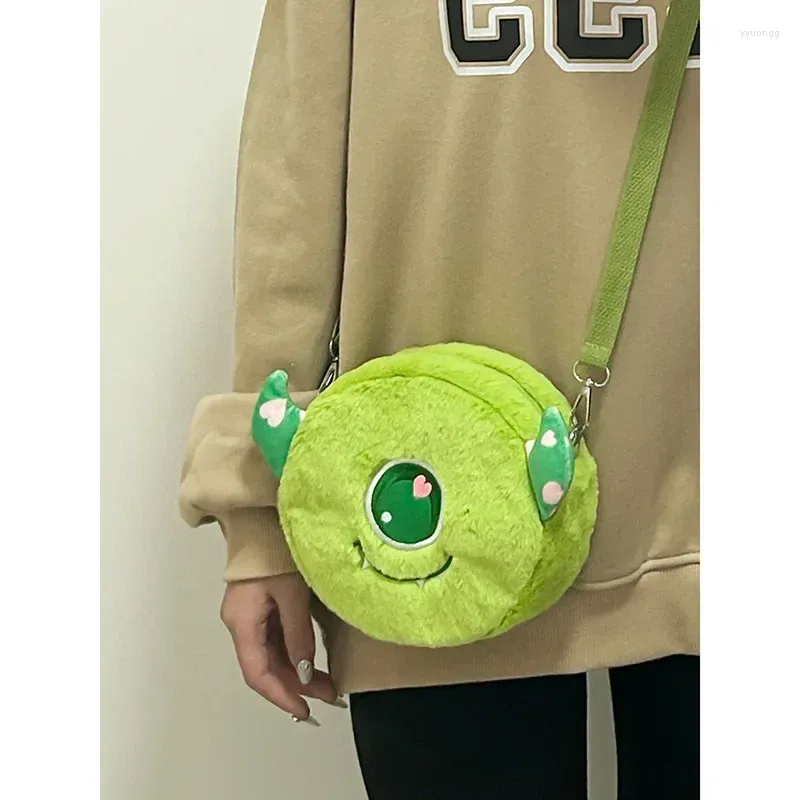 Borse da sera Donna coreana Cartoon Borsa a tracolla in peluche carina stile Ins Fluffy Crossbody Studentessa Piccolo telefono cellulare