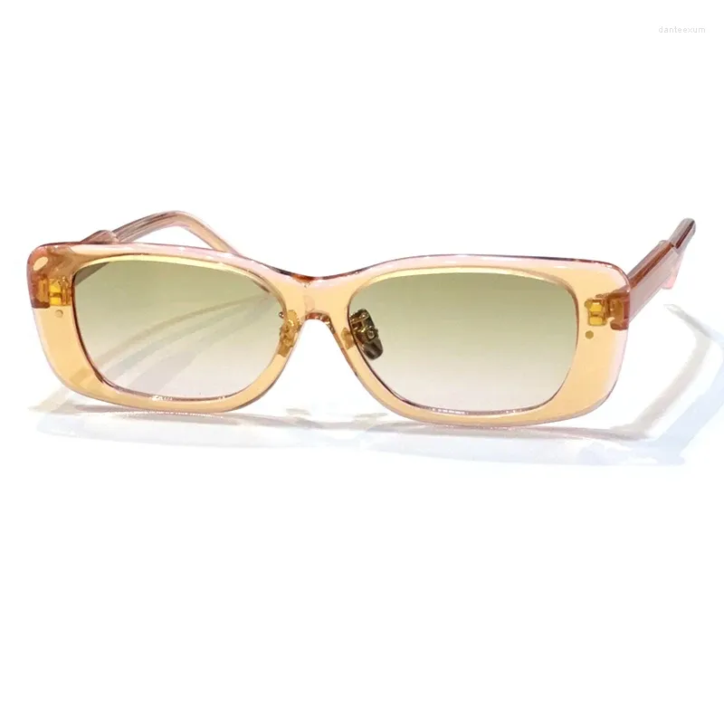 Sunglasses 2023 Retro Rectangular Female Luxury High Quality Simple Small Frame Design Ladies Bright