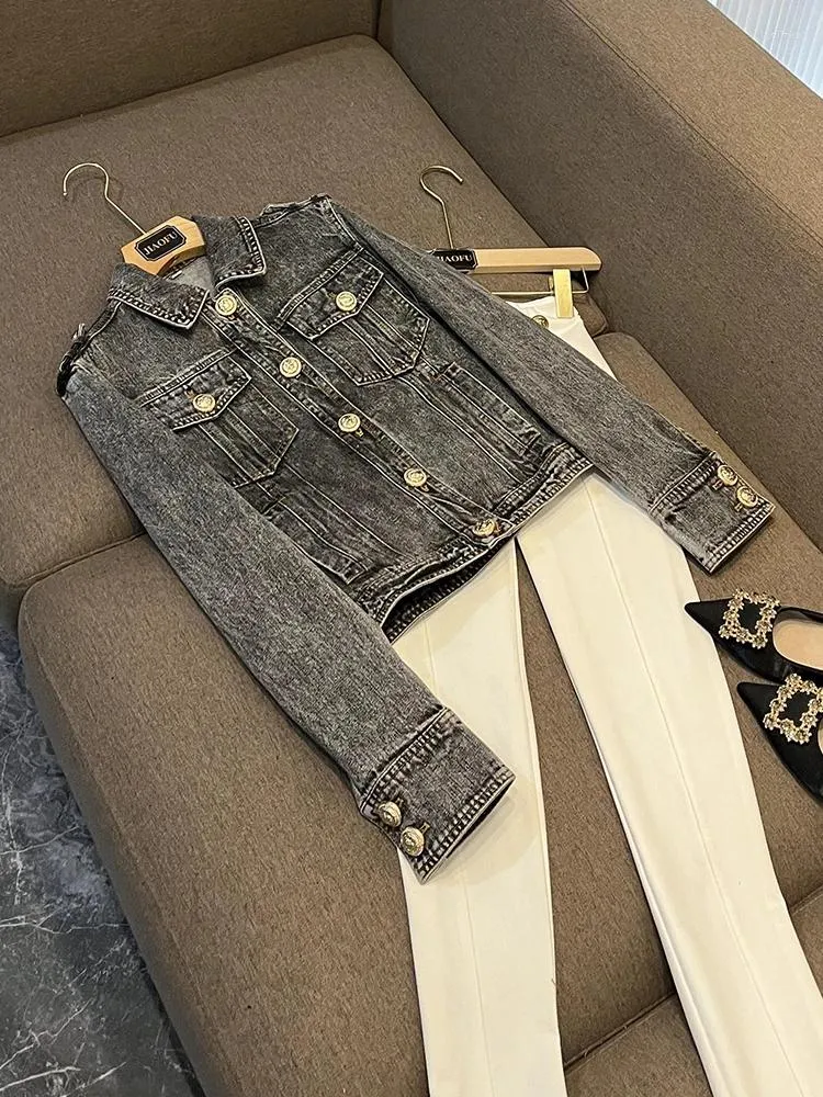 Women's Jackets Retro Style Lady Casual Spring Fall Jeans Coat Women Turn-down Collar Long Sleeve Single-breasted Denim Jacket