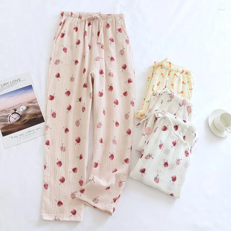 Kvinnors sömnkläder lounge lösa bottnar bomulls hembyxor sover 2023 damer pyjama sommar vårkläder kvinnor pyjamasbyxor tryck