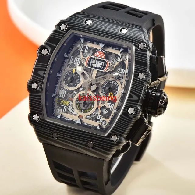 2023 Top marque de luxe montre pour hommes Fly Back Timing en céramique blanche multi-fonction mouvement à quartz R11-03